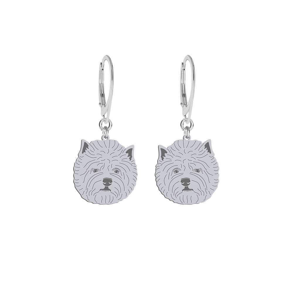 Stříbrné Náušnice z West Highland White Terrier 925 Žena Gravírování Bonus
