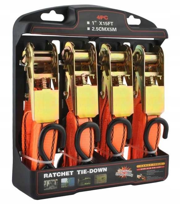 Upevňovací pás na zavazadla 4,5M/25MM 4 ks