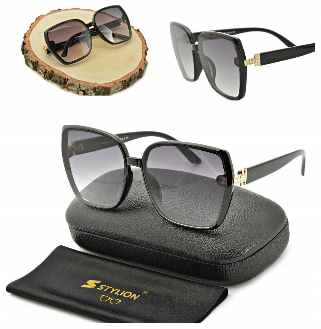 

Duże Damskie Okulary Przeciwsłoneczne Owalne Black