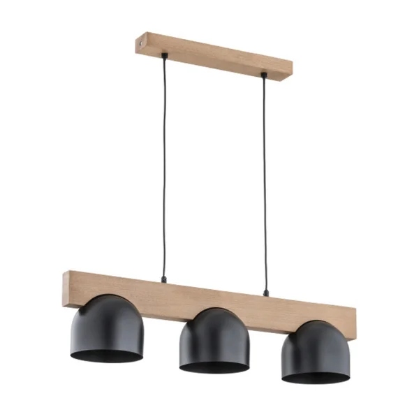 Závěsná skandinávská minimalistická lampa s trojitým černým stínítkem Alfa