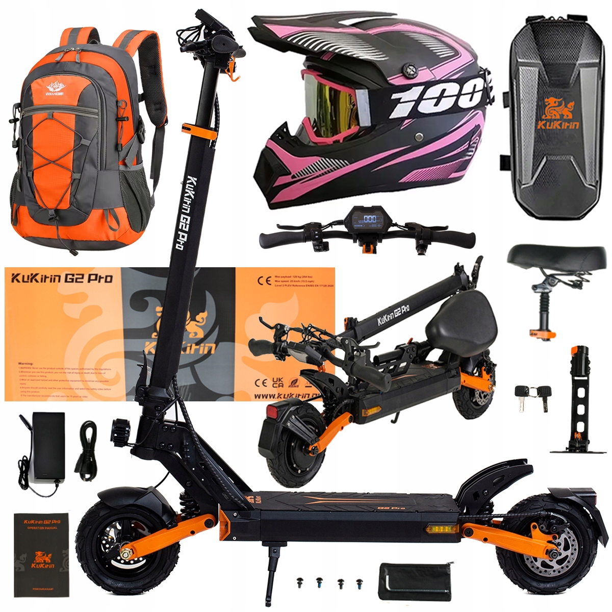 Składany Pojazd Elektryczny Kukirin G2 Pro 1000W 48V 15.6AH 45KM/H +Prezent