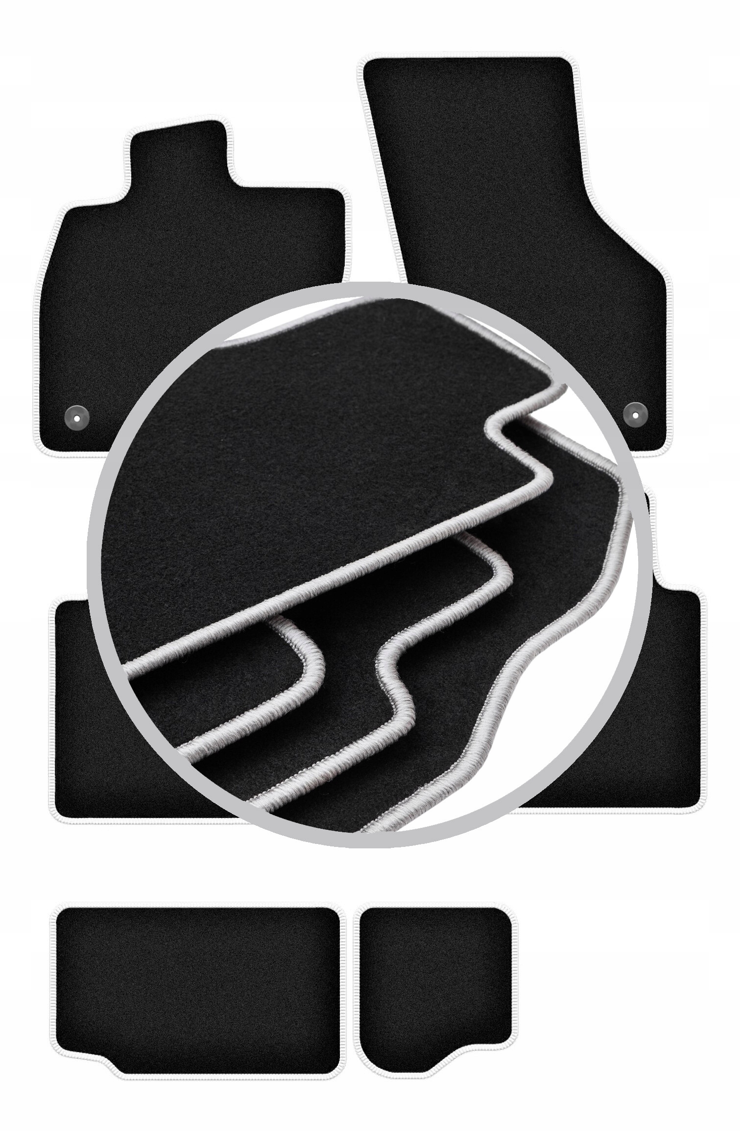 Koberce do auta stříbrné pro: Seat Tarraco 7 osob 2018-