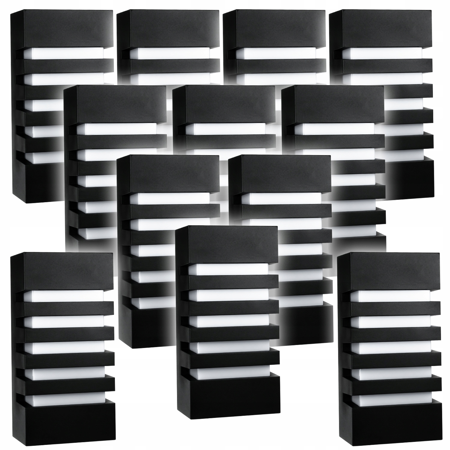 12 x Černá Nástěnná Fasádní Zahradní Lampa IP55 Voděodolná Matná