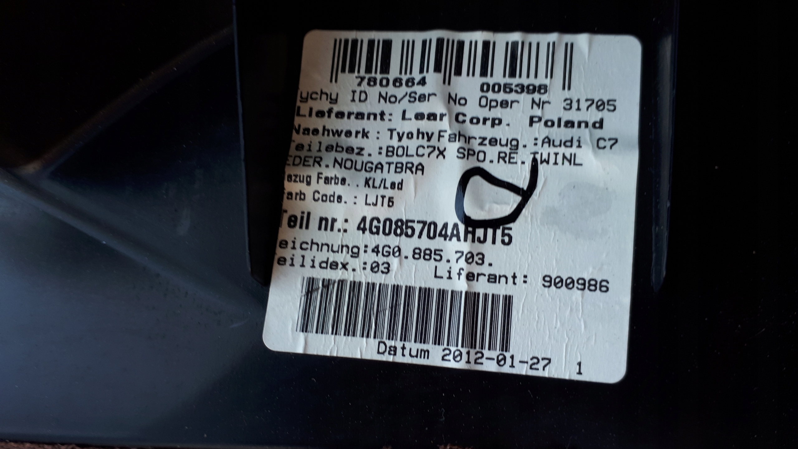A6 C7 4G side KANAPY rear part left right leather 2X A7