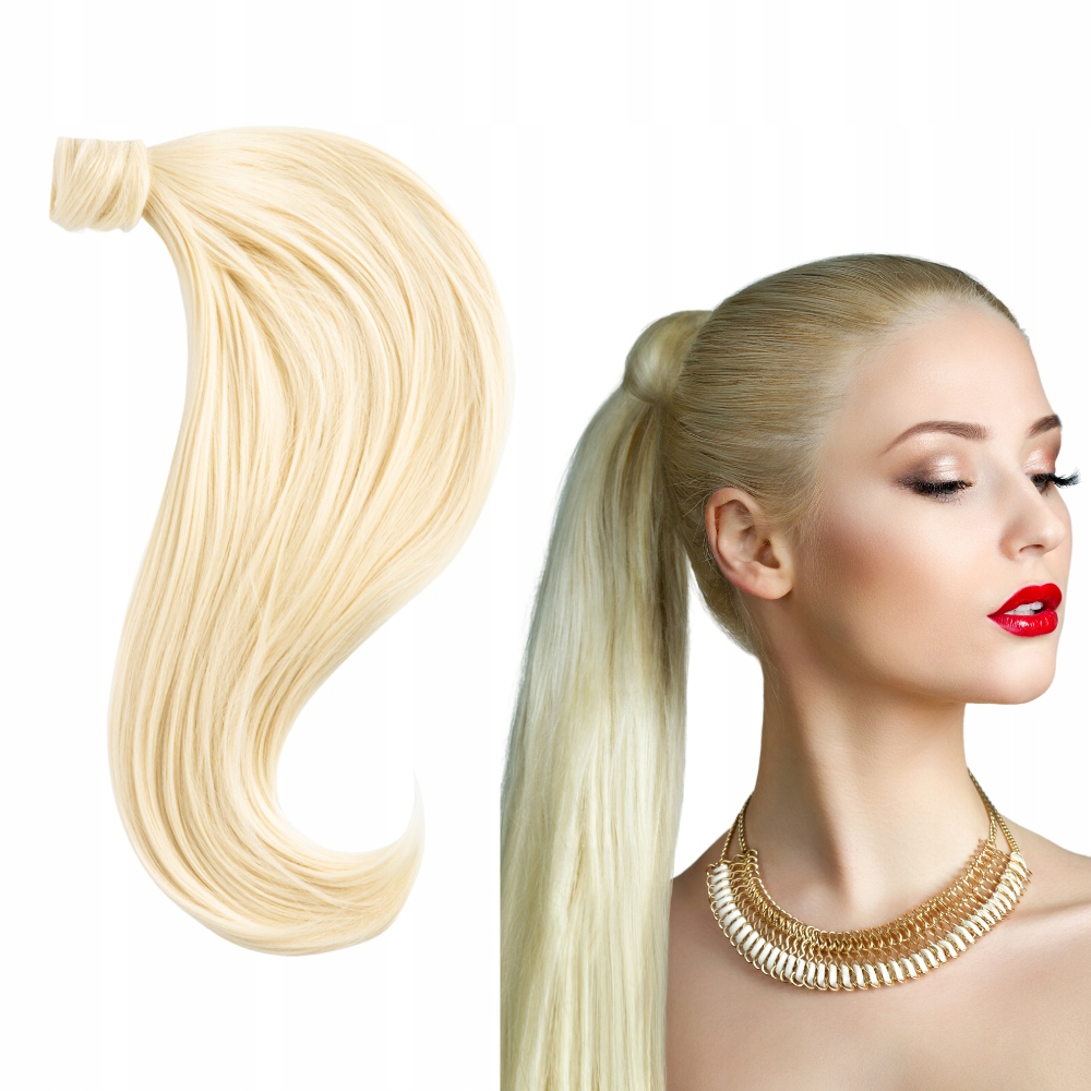 Připínací Poník 55 cm opletený #613/88 platinový syntetický blond