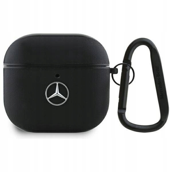 Pouzdro Mercedes pro AirPods 4 cover černé Leather Metal Logo