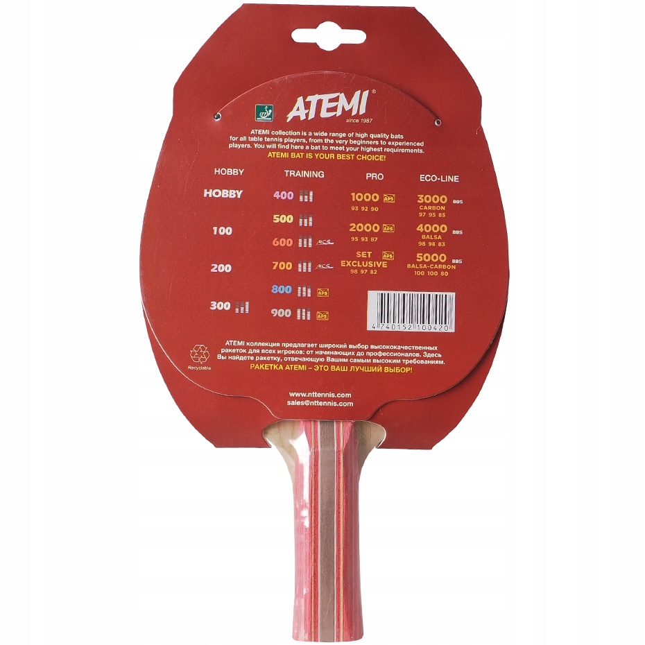 RAKIETA PALETKA TENIS PING-PONG ATEMI 600 PIŁECZKI Kod producenta FUT_15651_76815 + PIŁECZKI