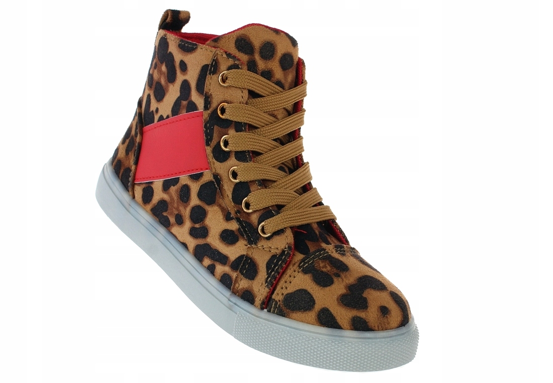 BOTKI BUTY SPORTOWE DZIECIĘCE W PANTERKĘ ZAPINANE NA ZAMEK 6367 roz. 34 Materiał skóra ekologiczna