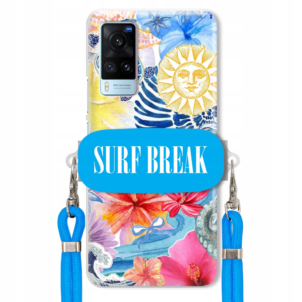 Puzdro pre Vivo X60 Vodítko Crossbody Blue Držiak Surf Break Pancierové Prázdninové