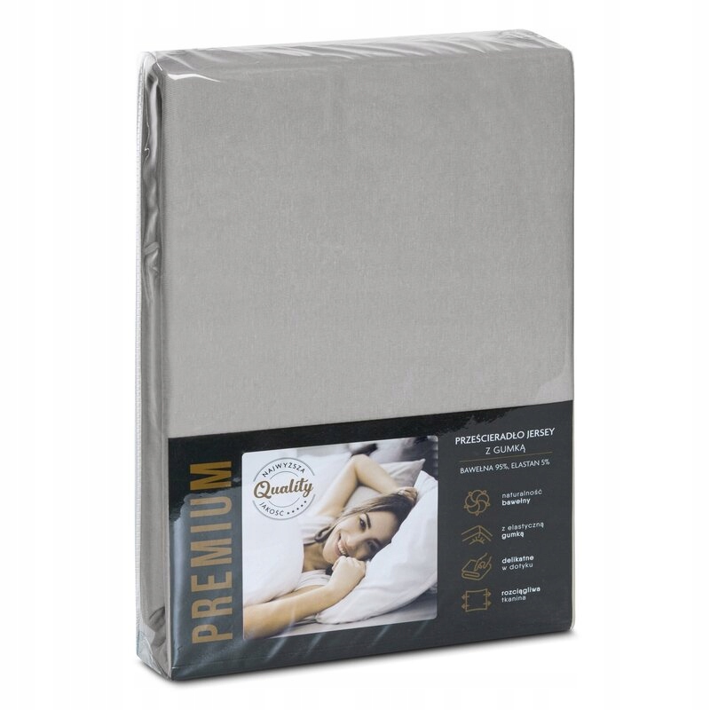Prostěradlo jersey s gumičkou 180x200 sebrné na vysokou matrace 30 cm