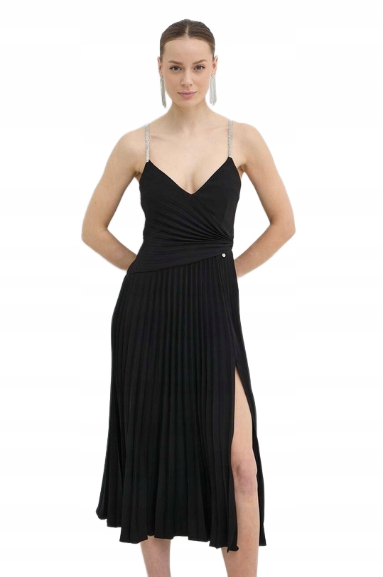 Nissa Černá Rozevřená Šaty S Plisovaným Spodním Dílem 38 2DA