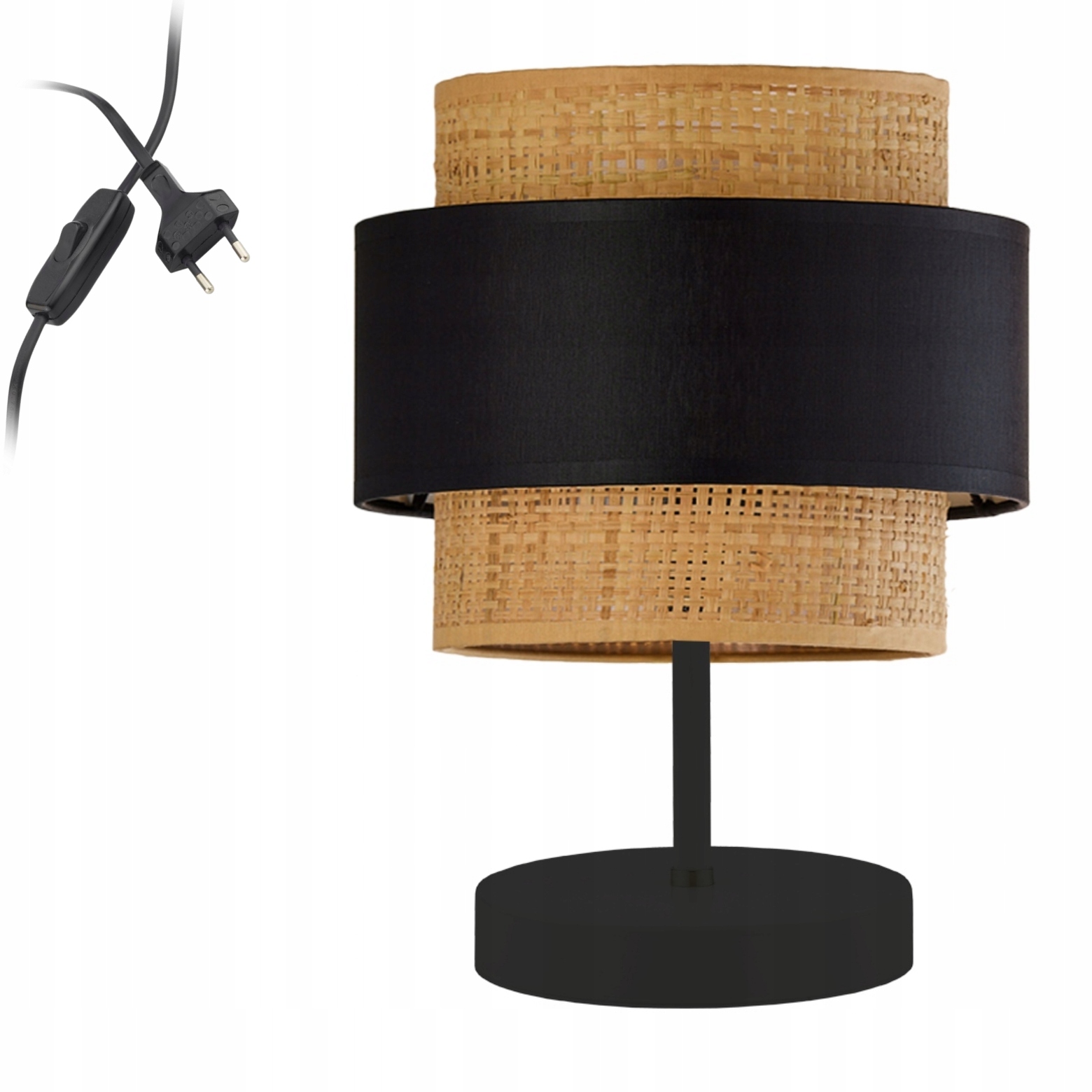 Lampka nocna biurkowa rustykalna na stolik abażur Led E27 boho rattan