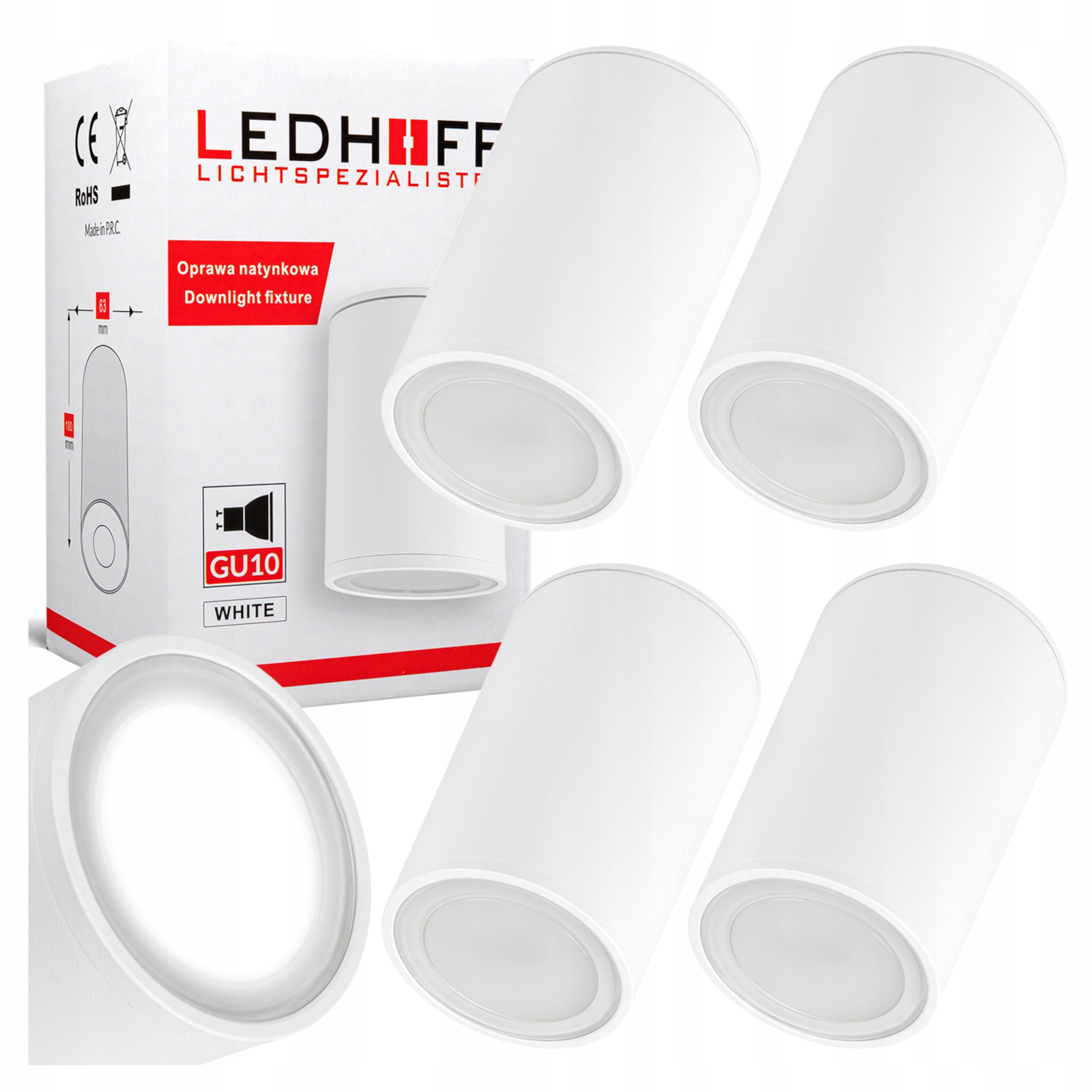 Oprawa sufitowa Led halogenowa Spot Tuba GU10 natynkowa łazienkowa IP44 x4