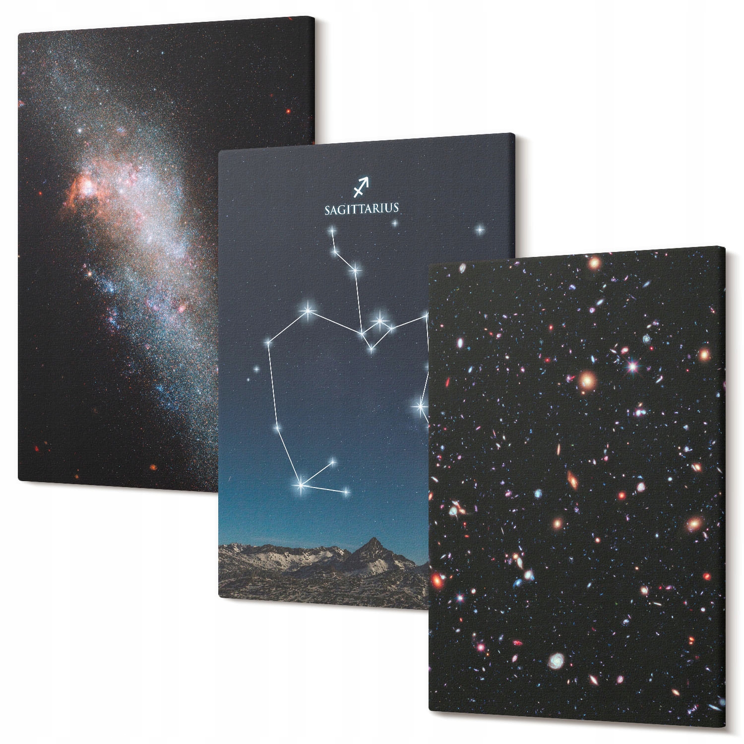 Triptych na plátně pro salon Galaxie souhvězdí vesmír Střelec 60x40 cm