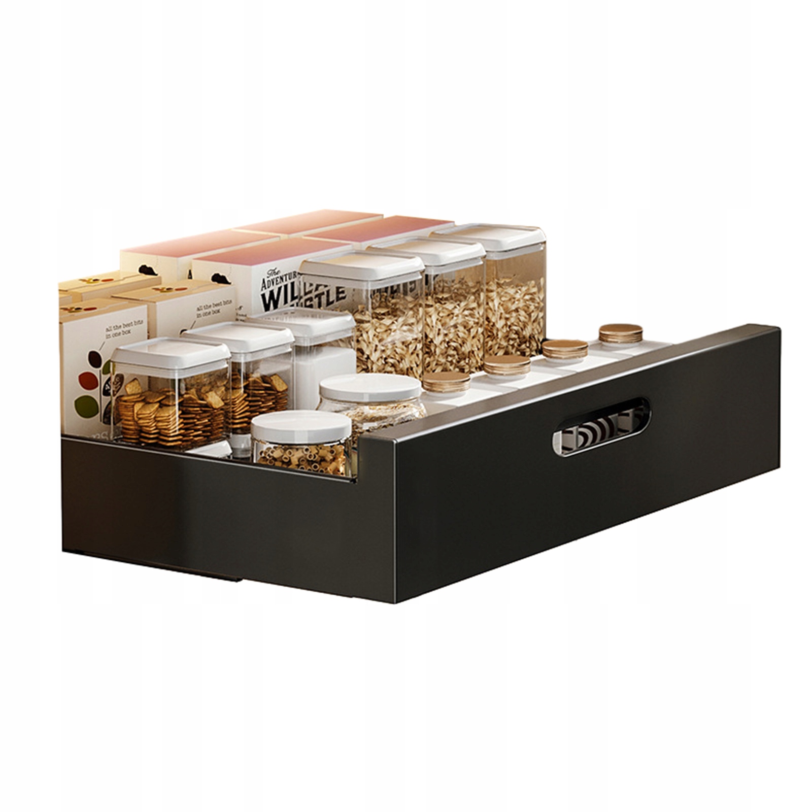 Vyťahovateľný organizér do skriniek, výsuvná posuvná zásuvka, 35 cm čierny