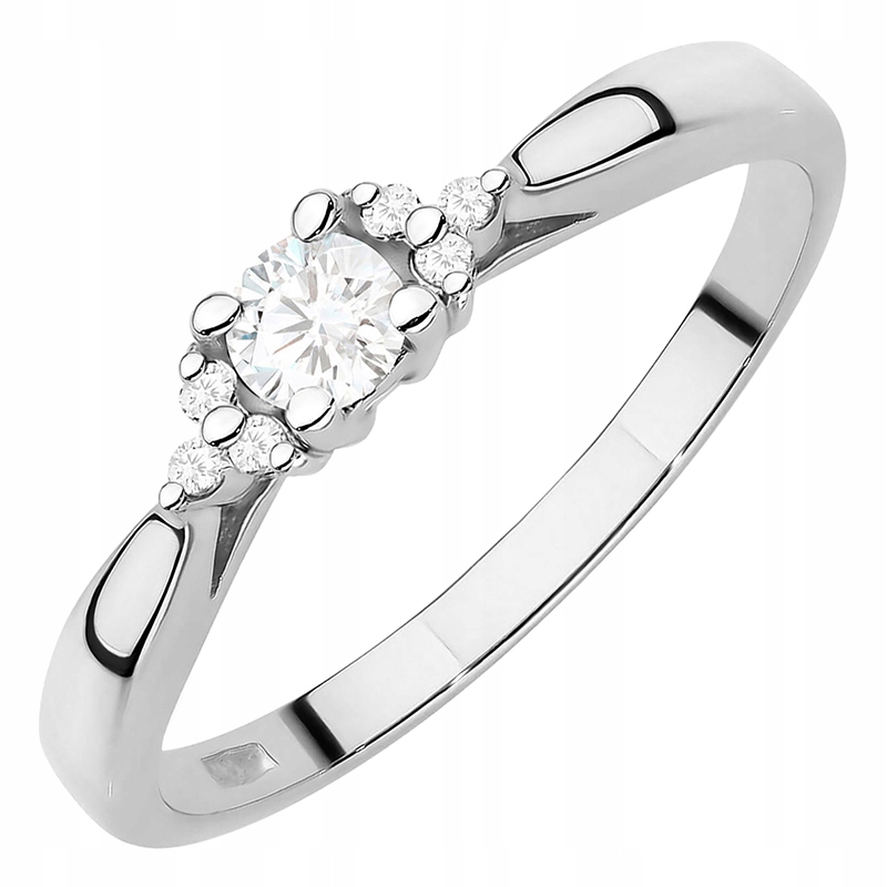 Złoty Pierścionek Zaręczynowy pr. 585 14k Diamenty Laboratoryjne 0,13ct