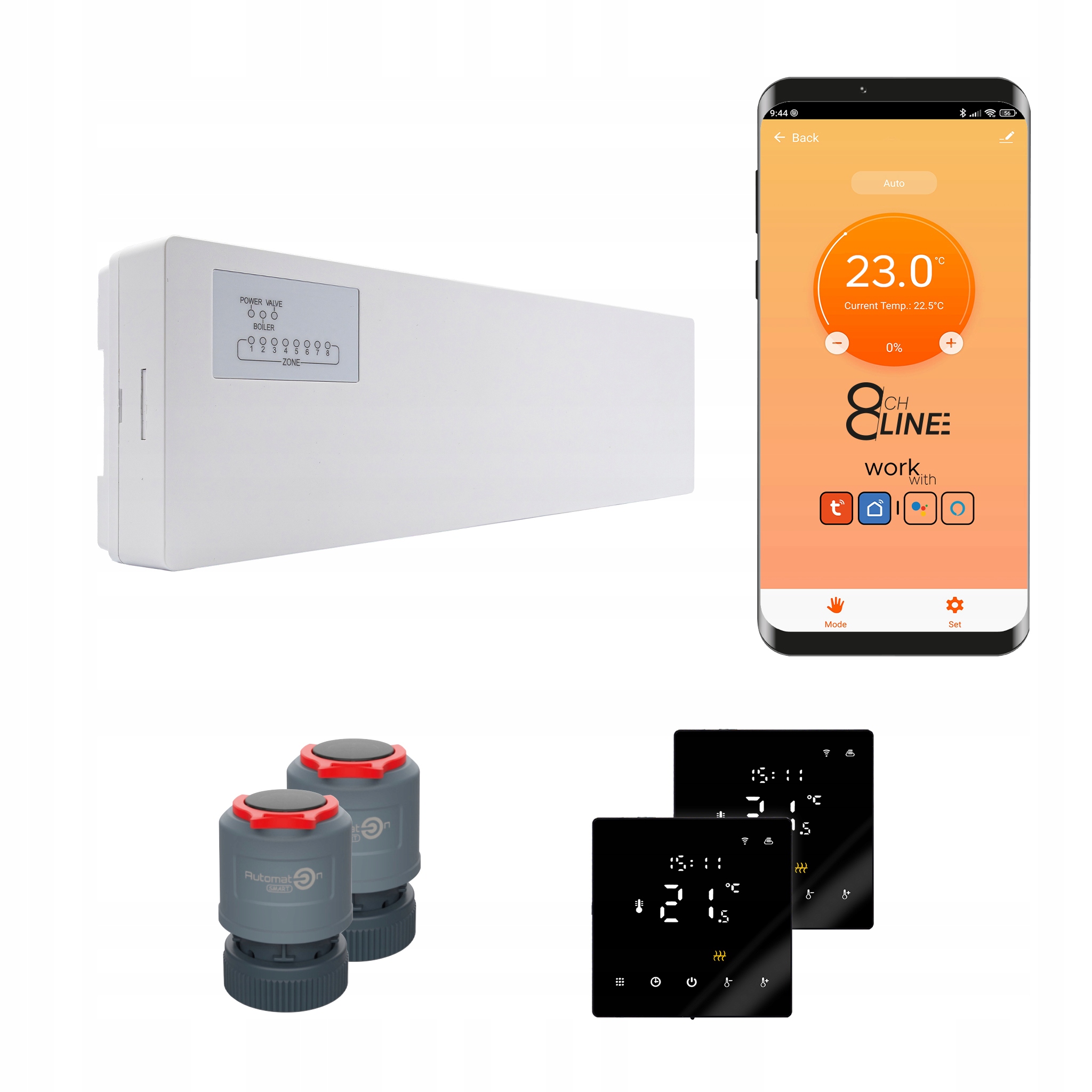 Súprava prívodov na vykurovanie Line 2 izieb termostat PRO3 Zigbee čierna