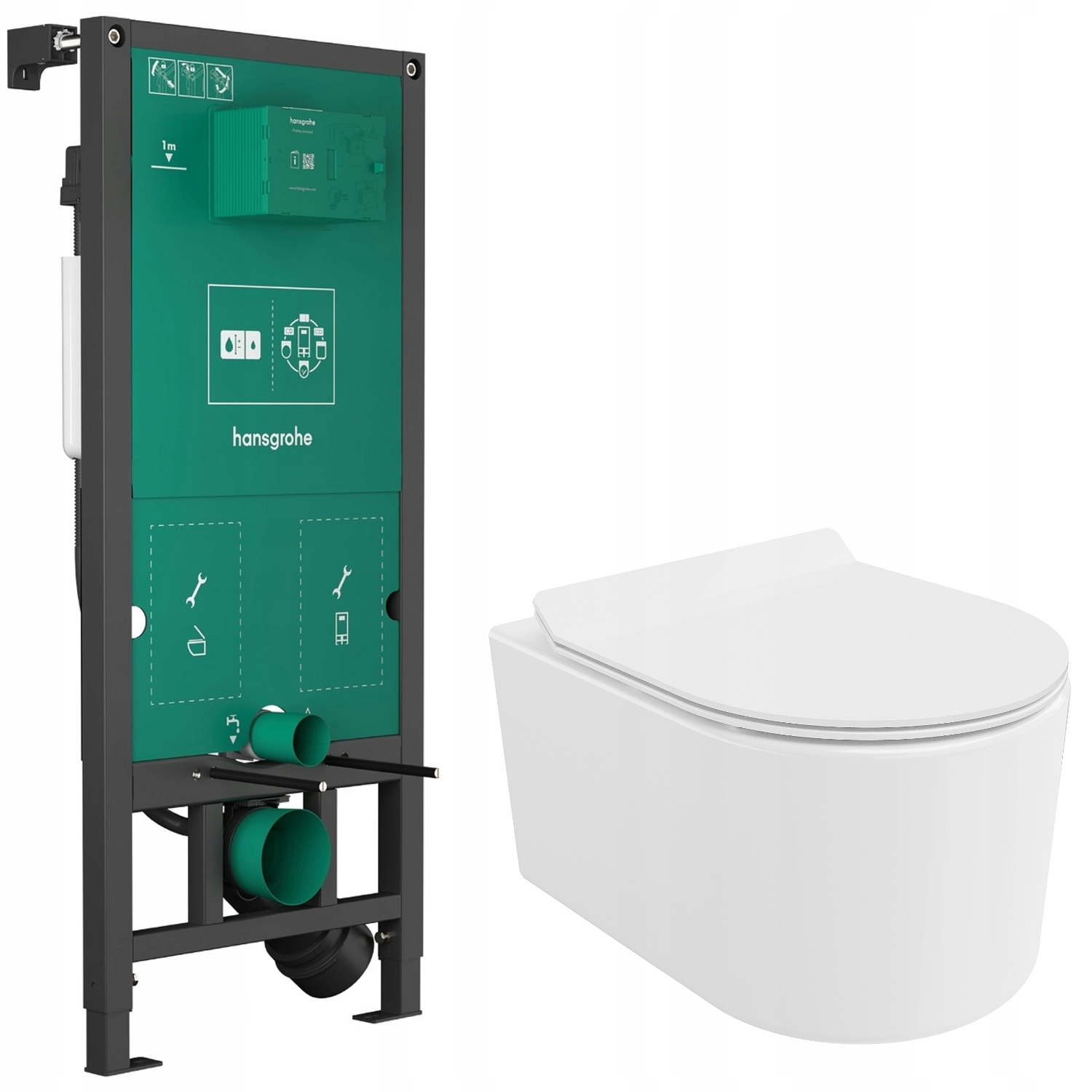 Zestaw podtynkowy wc stelaż Hansgrohe miska wc wisząca Mexen Sofia Tornado