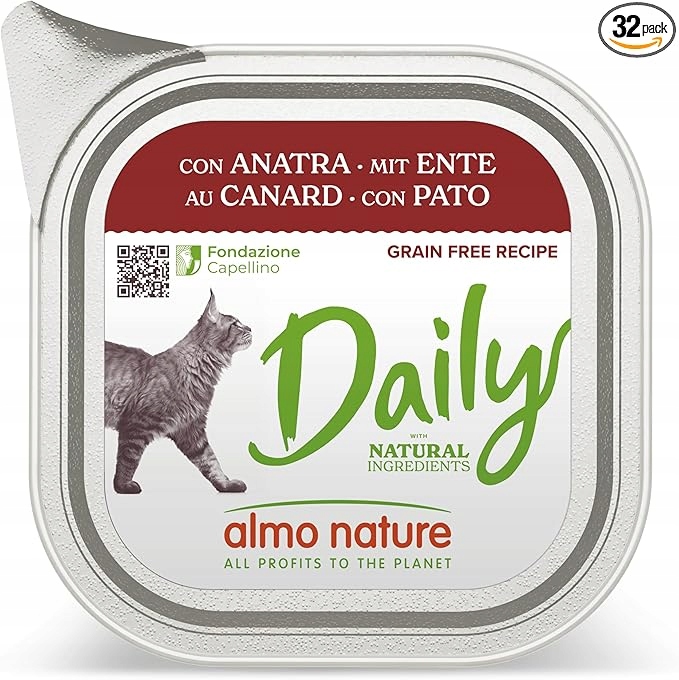 Levně Almo Nature Daily mokré krmivo pro kočky 24 ks Kachna, 7 ks kuře 100 g