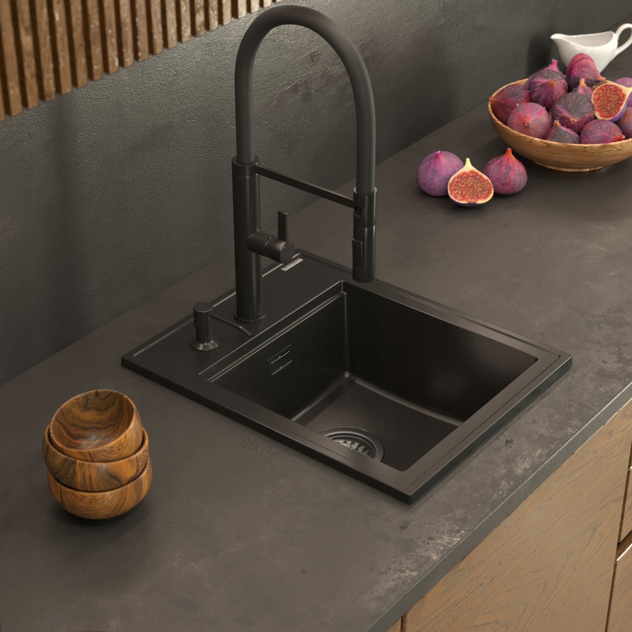 DOZOWNIK DO PŁYNU do naczyń mydła do CZARNY ZLEWOZMYWAKA umywalki kuchennej Wysokość pojemnika 21.5 cm