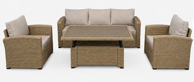Zestaw Mebli Ogrodowych Komplet Wypoczynkowy Sofa Stół +dwa Fotele Na Taras