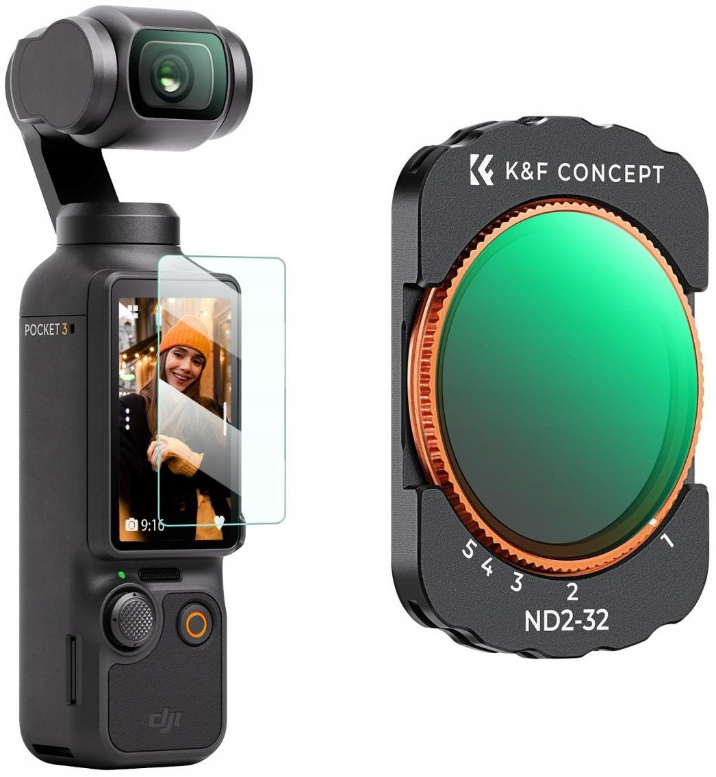 Filtr ND2-32 pro Dji Osmo Pocket 3 Šedý Nastavitelný K&f Tvrzené sklo