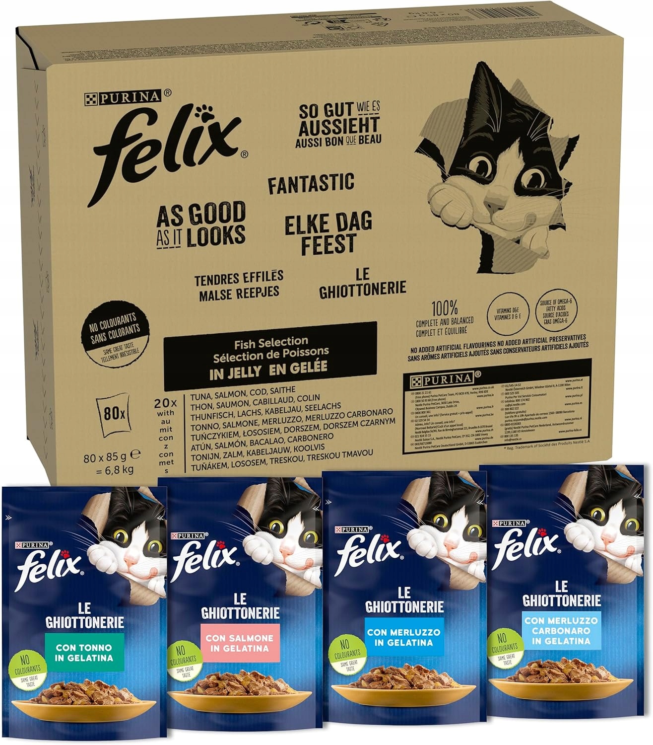 Felix Krmivo pro kočky Dospělý Ryba Kompletní Kapsička 80x85 g