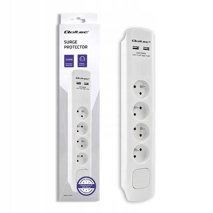 

Qoltec Listwa antyprzepięciowa 4gniazda 2xUSB 1.8m