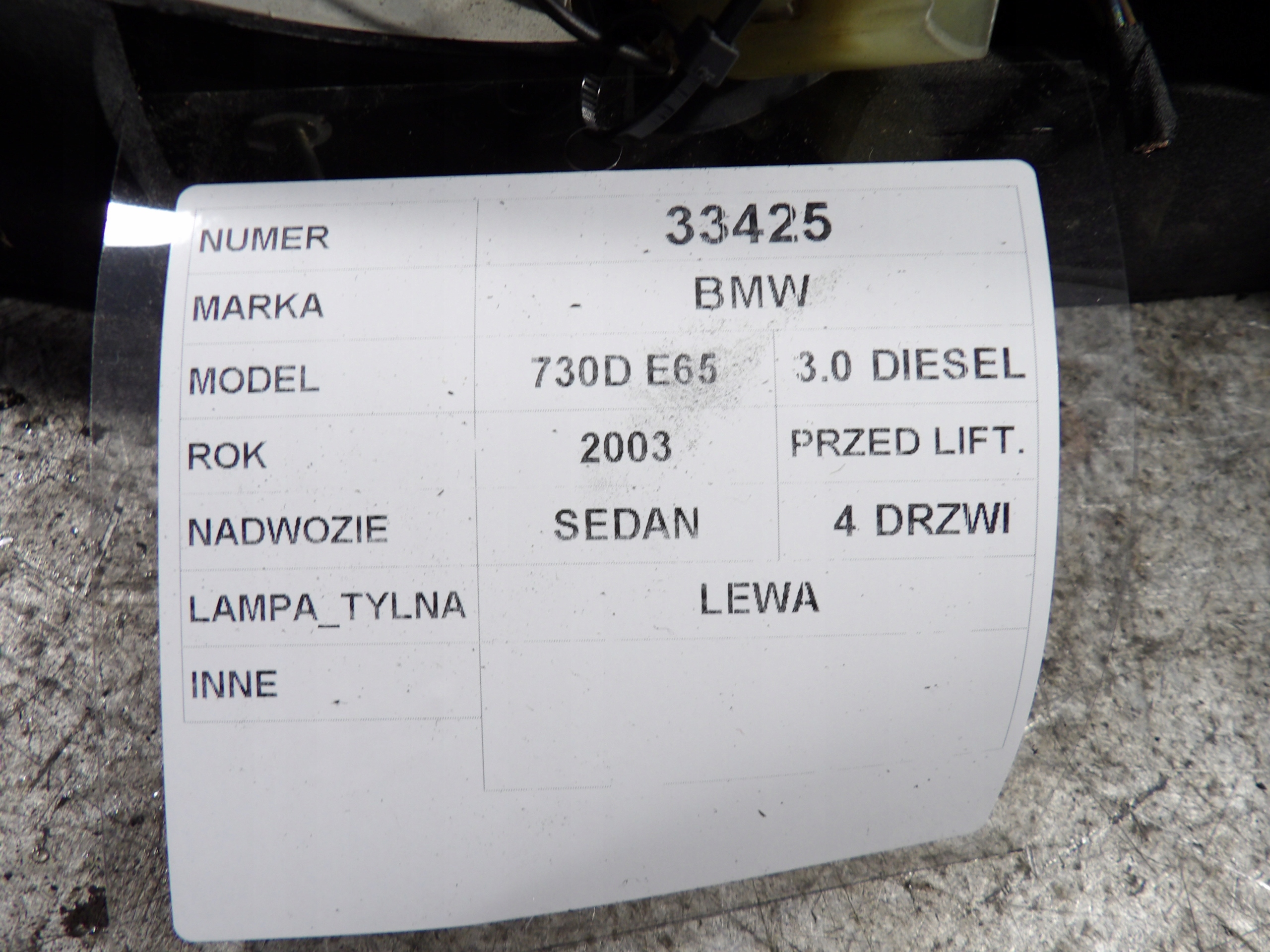 BMW E65 light left rear 155513