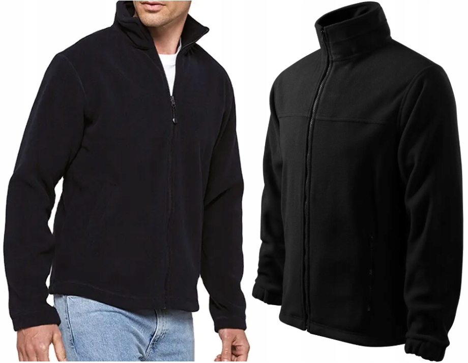 CIEPŁY MIĘKKI POLAR MĘSKI ROZPINANY CZARNY BLUZA ROBOCZA POLAROWA SPORTOWA Waga produktu z opakowaniem jednostkowym 0.5 kg