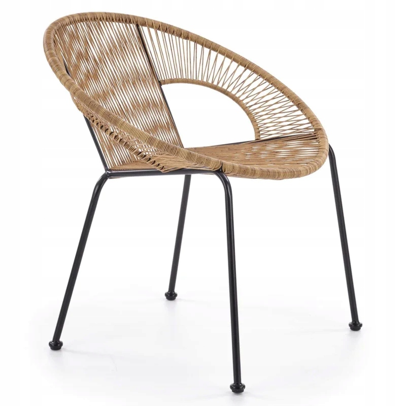 Krzesło Boho do Salonu BARI z Rattanu Naturalne Kolor czarny