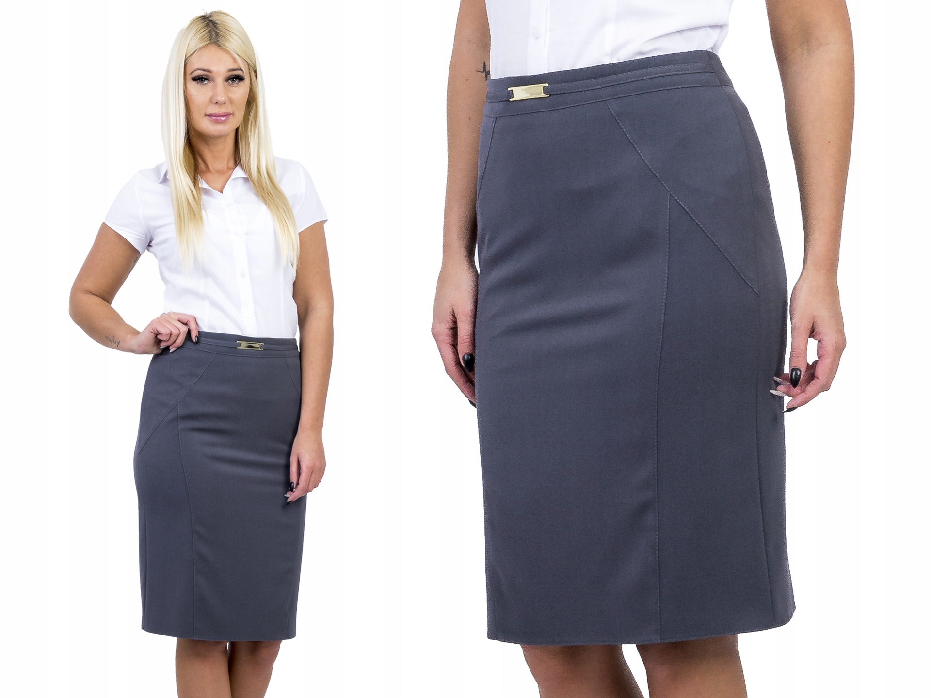 

D330 Elegancka Spódnica Ołówkowa Grafitowa r. 52