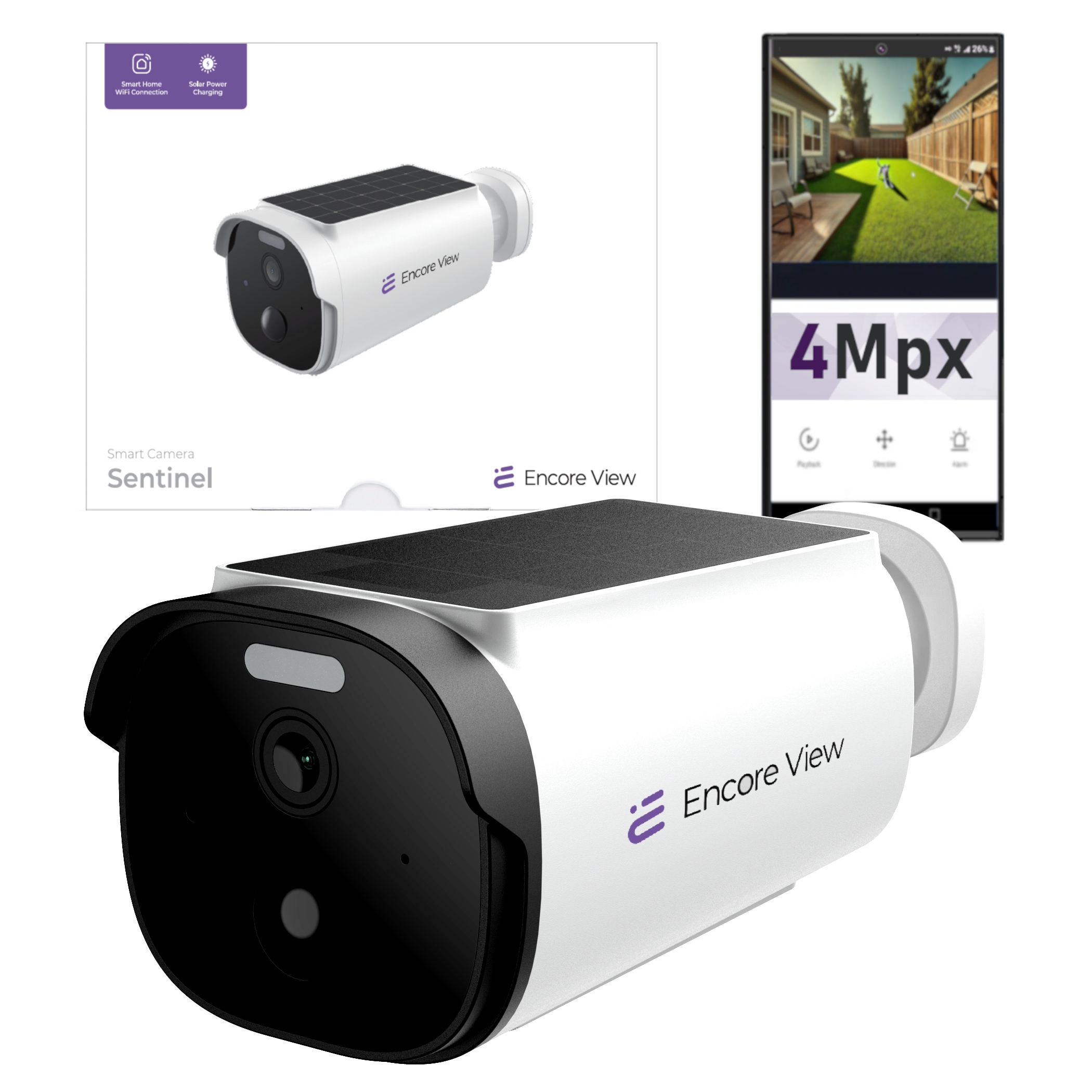 WiFi kamera Solarna venkovní reproduktor Fhd IP65 panel Tuya aplikace Encore View