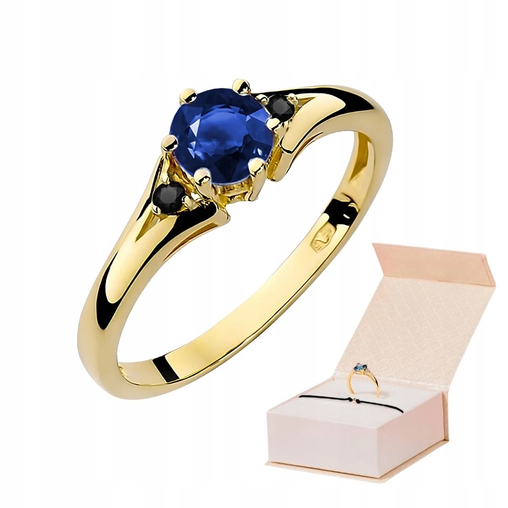 Prstýnek Se Safírem 0,50 ct Ryzost 585 Diamanty Zlatý Náramek