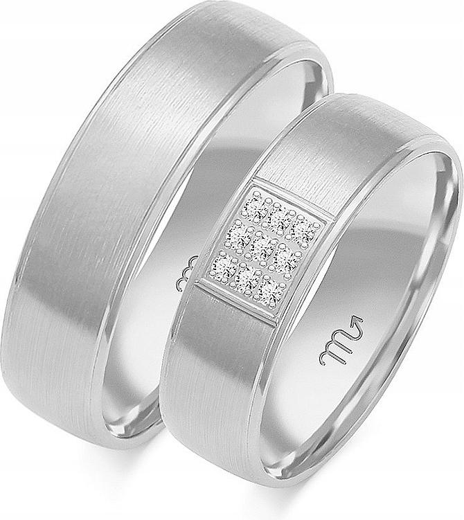 Prsteny z bílého zlata svatební 14K 585 vel. 29 30 31, moderní model gravírování