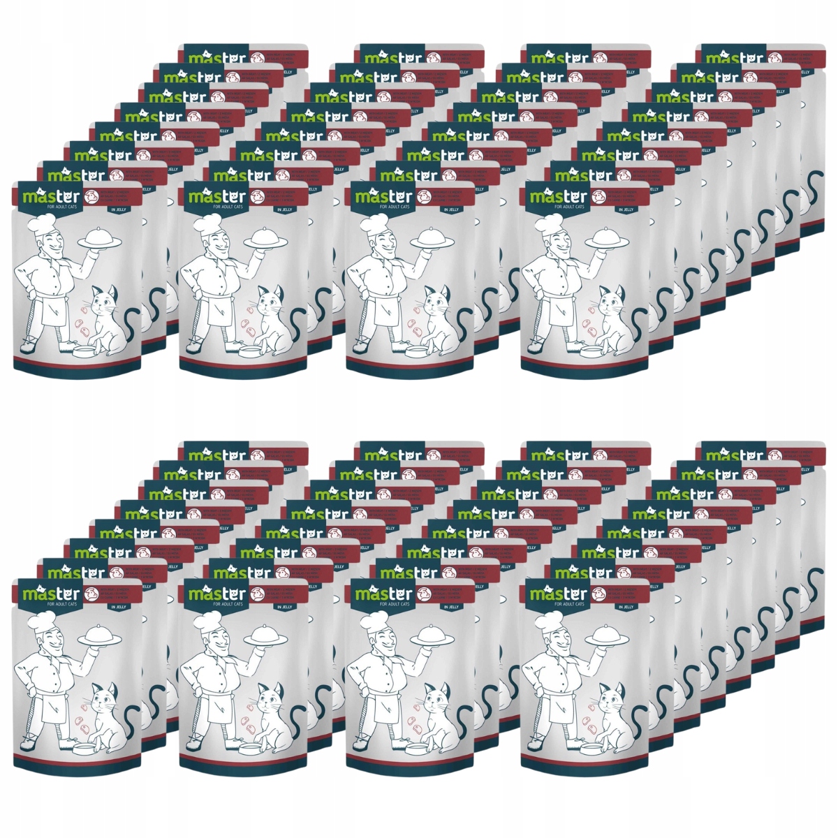 Levně Vlhké krmivo pro kočky 72x80 g s masem Master Kompletní kapsička