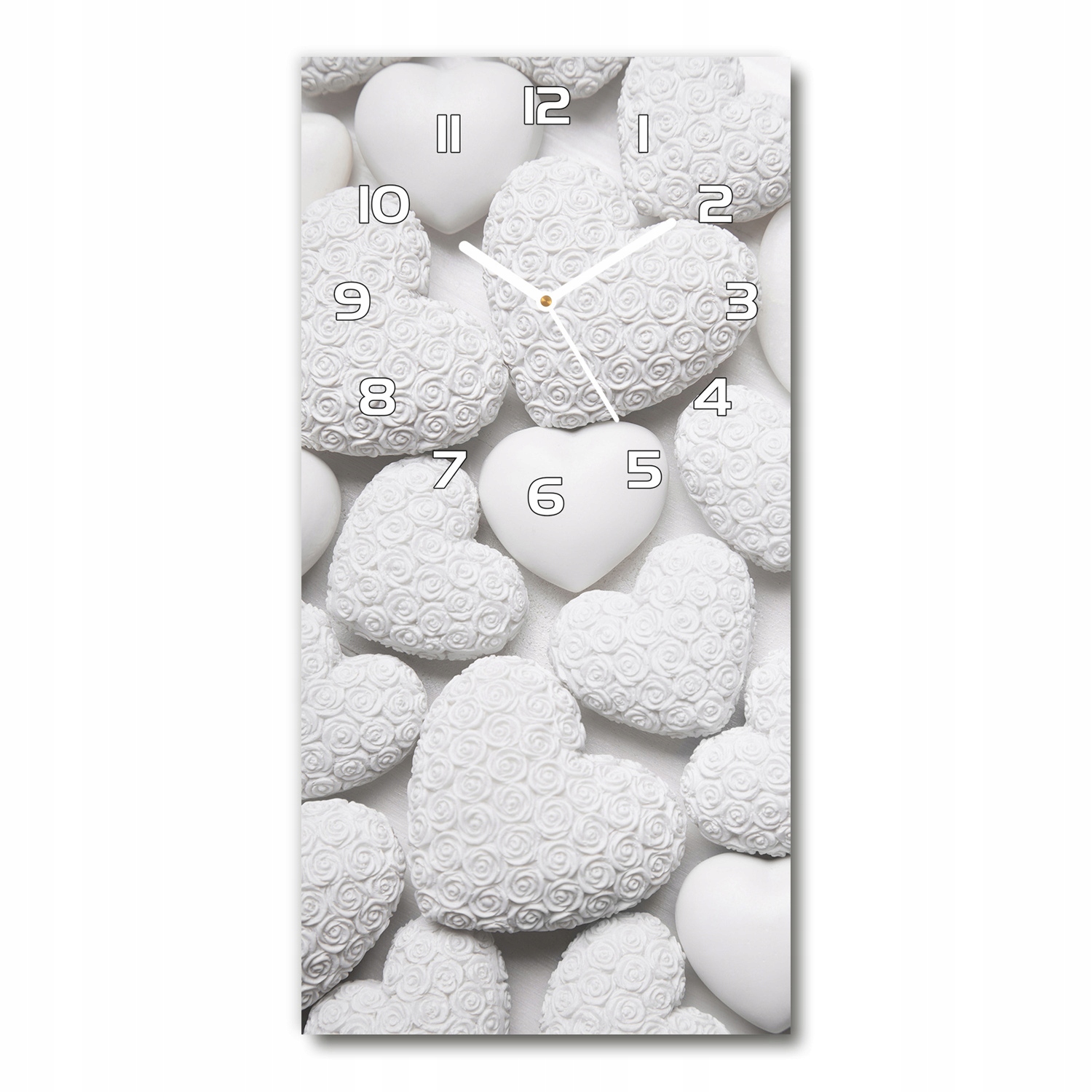 

Zegar ścienny cichy Białe tło serca 30x60 pionowy