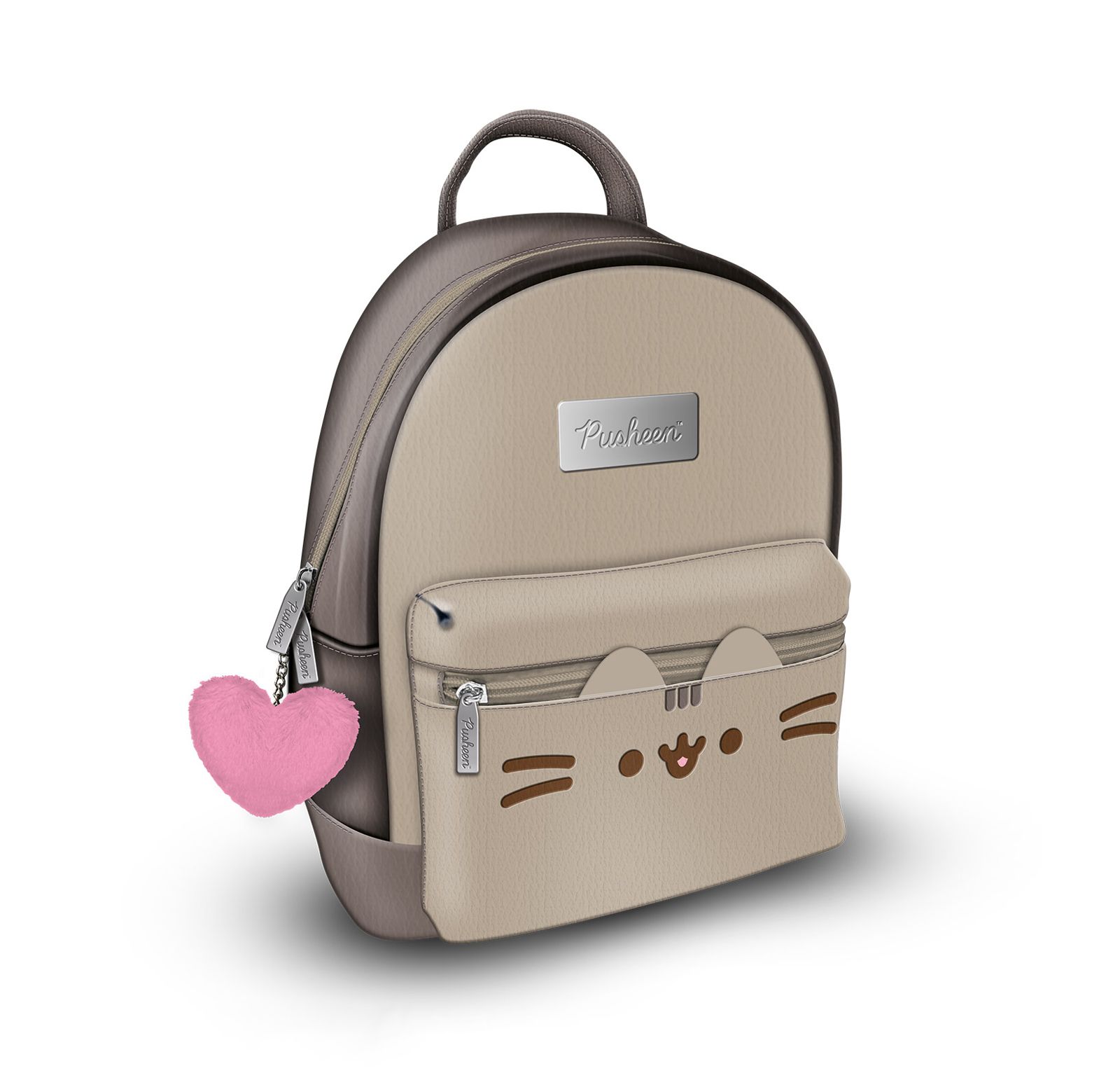 Plecak miejski mały Pusheen Face dla dziewczynki z pluszową zawieszką