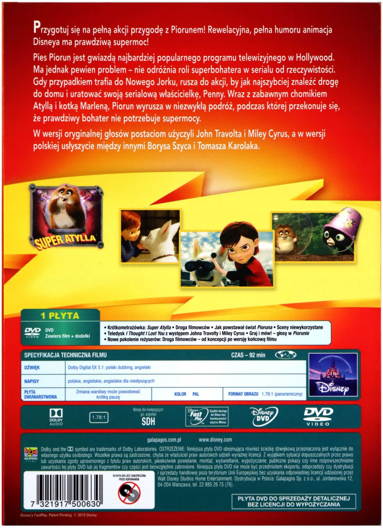 PIORUN (DISNEY) (DVD) Stan opakowania oryginalne