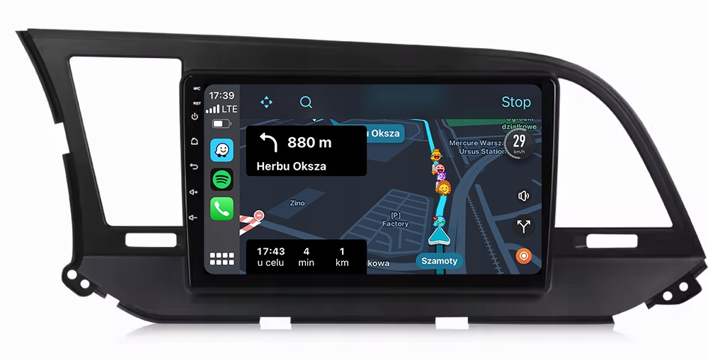 Hyundai Elantra Rádio Navigace Android Carplay Mapy 8GB/128GB Dsp