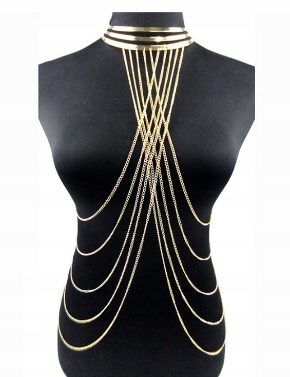 

Body Chain Łańcuszek Na Ciało Z Obrożą Złoty