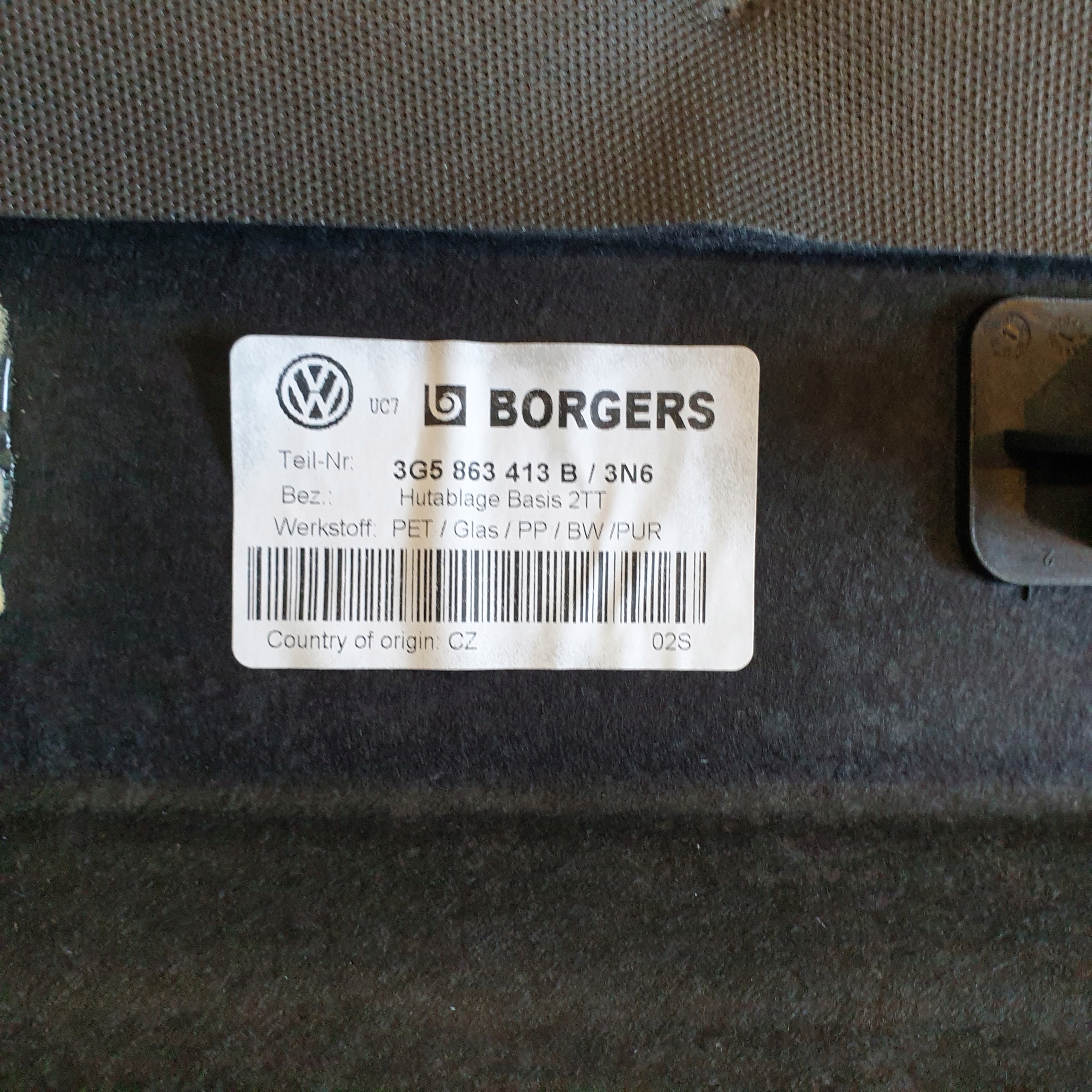 plato boot rear VW PASSAT B8 sedan 3G OE