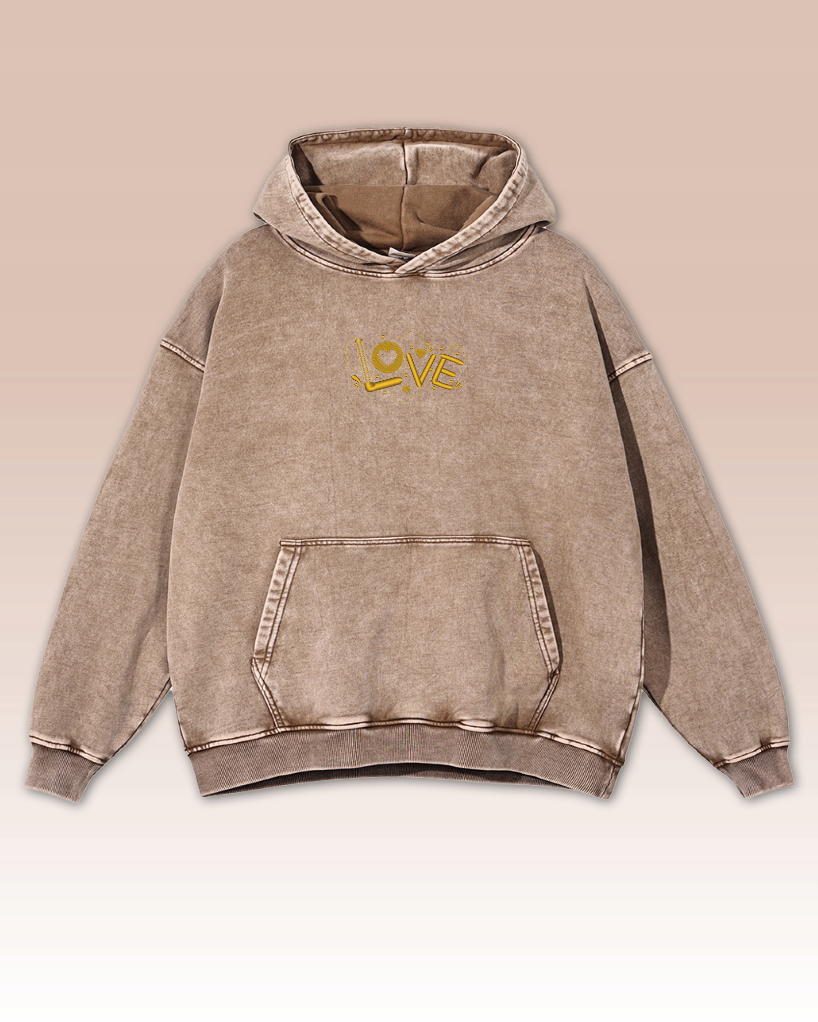 Mikina Love Gold Mikina Embroidered Gold Nápis Love Beige M