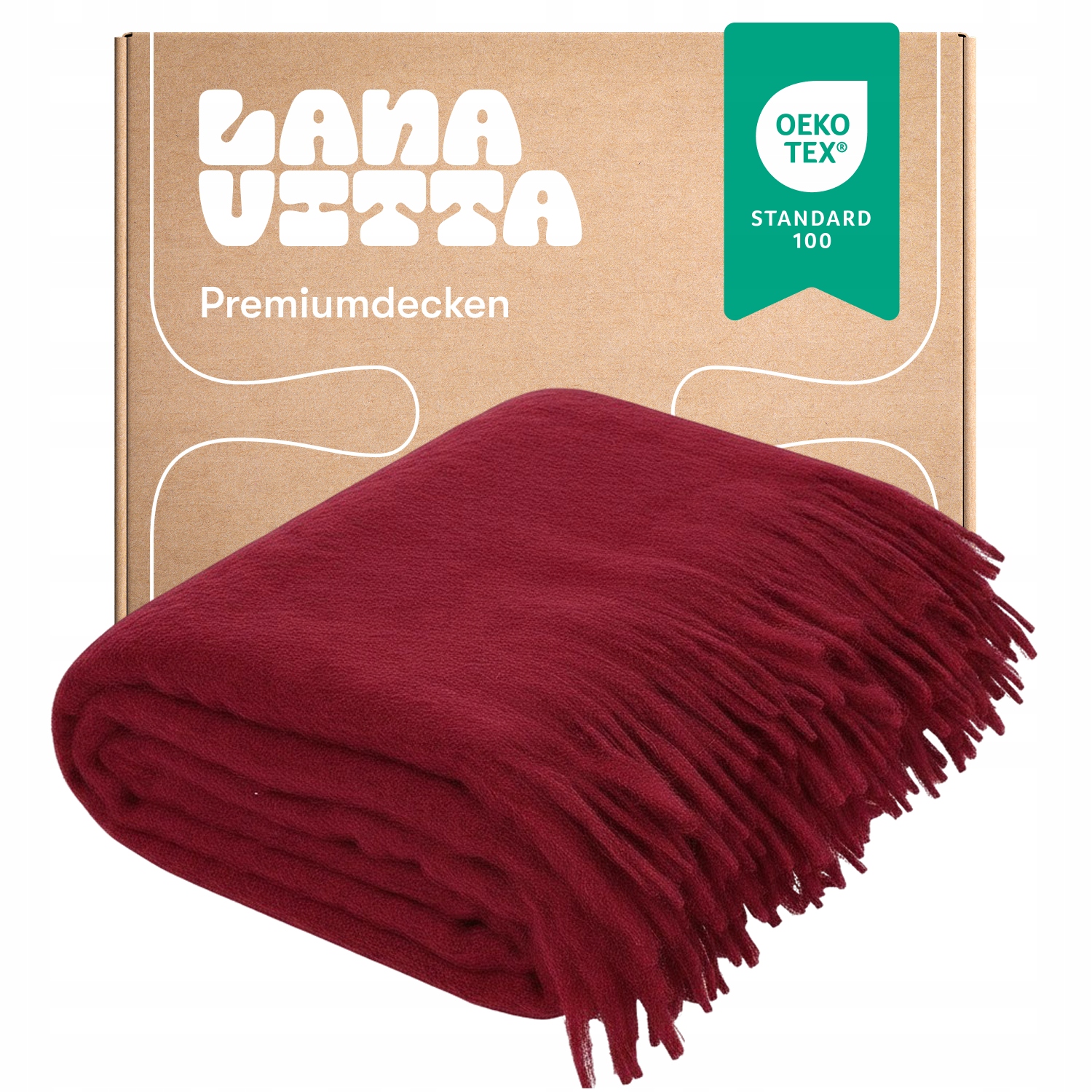 Mohérová deka Teplá Alaska Pled Přehoz na postel Tmavě červená 130×180 cm