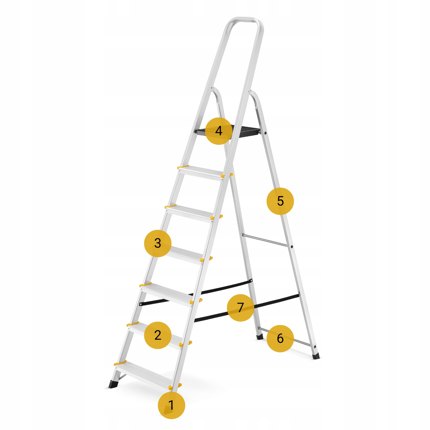 Drabina aluminiowa domowa jednostronna schodki do domu HIGHER 7 stopni 125 kg — 18
