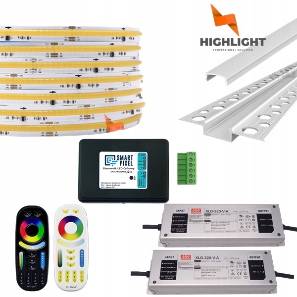 40m Sada Fasáda Led pásik Digitálny Cob Cct 11W 24V IP65+Strieborný profil