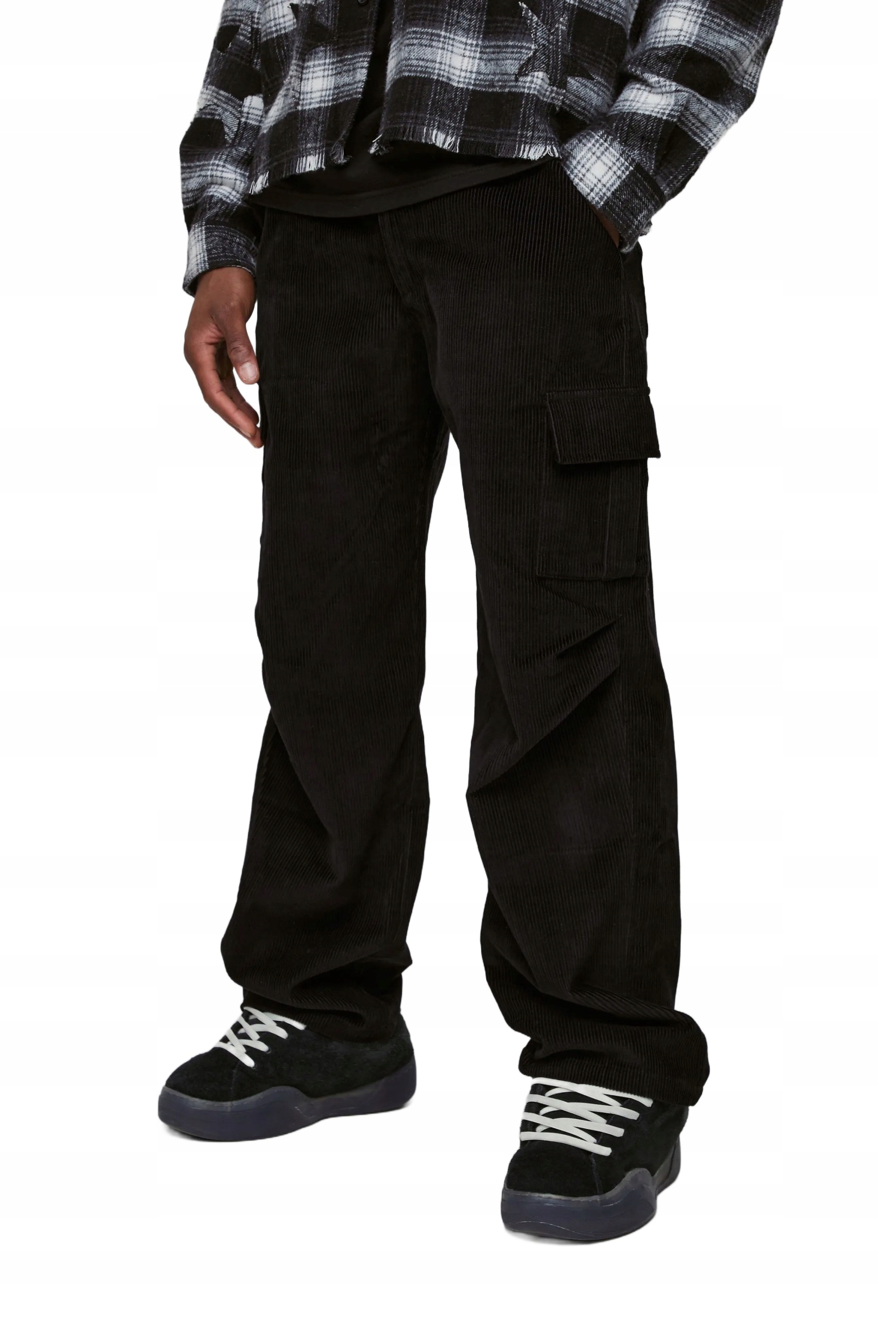 Boohooman Černé Pánské Cargo Kalhoty Široké Pro Každodenní Nošení 28 Z3A