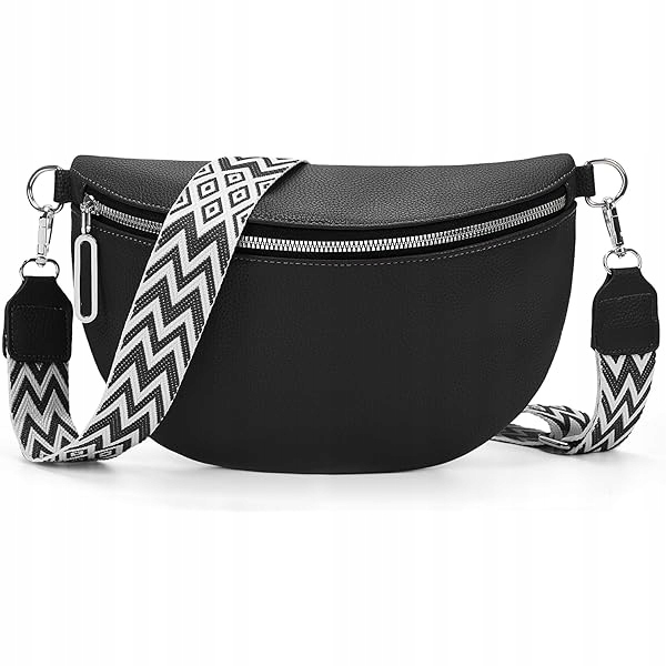 Dámská Černá Kabelka Přes Rameno Totantomi Kůže Pu Ozdobný Pásek Taška