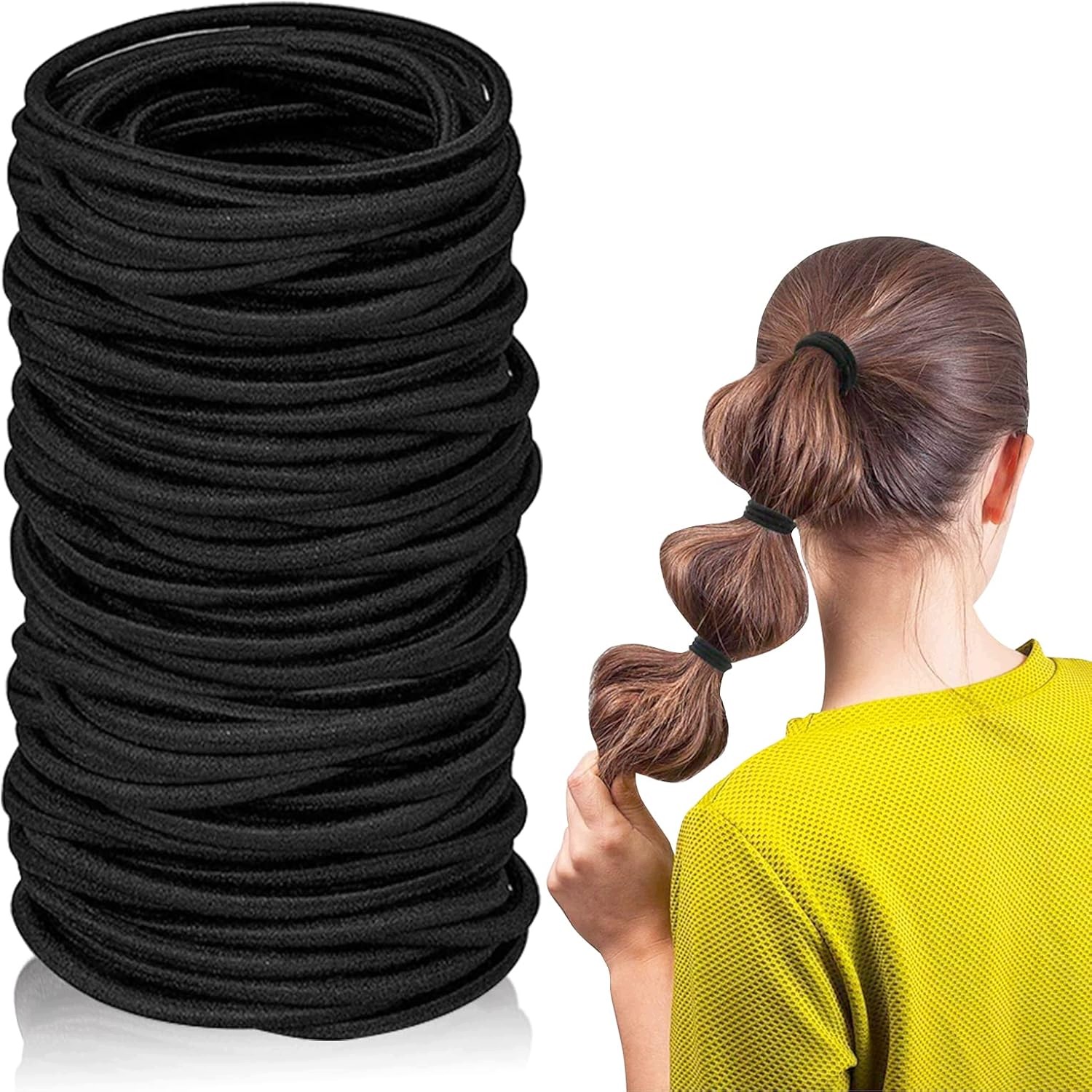 Gumičky Na Vlasy 100 Kusů Černé Elastické Bez Kovu
