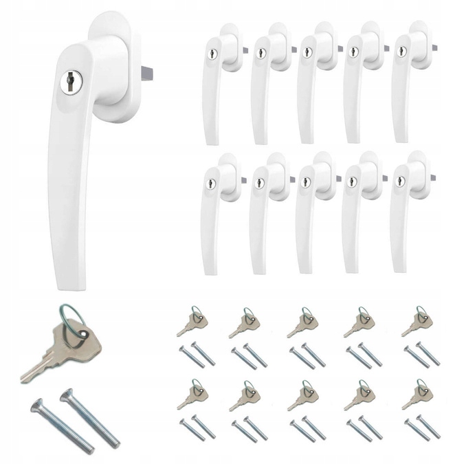 Kľučka na okno s kľúčom zo zliatiny RAL9016 10ks